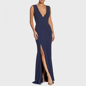 Dress the Population Sandra Plunge Crepe Trumpet Gown